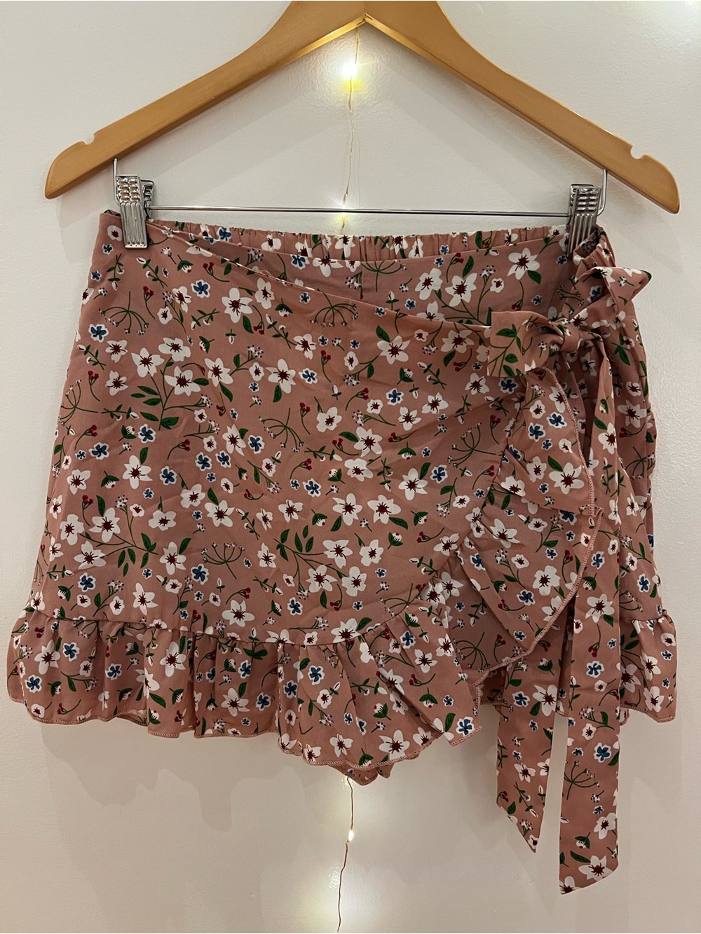 Floral wrap skirt with bow